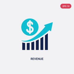 two color revenue vector icon from business and analytics concept. isolated blue revenue vector sign symbol can be use for web, mobile and logo. eps 10