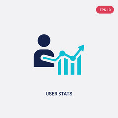 two color user stats vector icon from business and analytics concept. isolated blue user stats vector sign symbol can be use for web, mobile and logo. eps 10