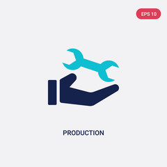 two color production vector icon from business concept. isolated blue production vector sign symbol can be use for web, mobile and logo. eps 10