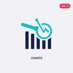 two color charts vector icon from business concept. isolated blue charts vector sign symbol can be use for web, mobile and logo. eps 10