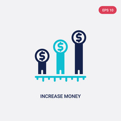two color increase money vector icon from business and finance concept. isolated blue increase money vector sign symbol can be use for web, mobile and logo. eps 10