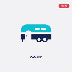 two color camper vector icon from camping concept. isolated blue camper vector sign symbol can be use for web, mobile and logo. eps 10