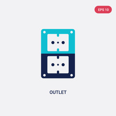 two color outlet vector icon from camping concept. isolated blue outlet vector sign symbol can be use for web, mobile and logo. eps 10