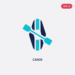 two color canoe vector icon from camping concept. isolated blue canoe vector sign symbol can be use for web, mobile and logo. eps 10