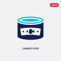 two color canned food vector icon from camping concept. isolated blue canned food vector sign symbol can be use for web, mobile and logo. eps 10