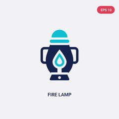 two color fire lamp vector icon from camping concept. isolated blue fire lamp vector sign symbol can be use for web, mobile and logo. eps 10