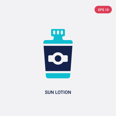 two color sun lotion vector icon from camping concept. isolated blue sun lotion vector sign symbol can be use for web, mobile and logo. eps 10