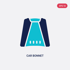 two color car bonnet vector icon from car parts concept. isolated blue car bonnet vector sign symbol can be use for web, mobile and logo. eps 10