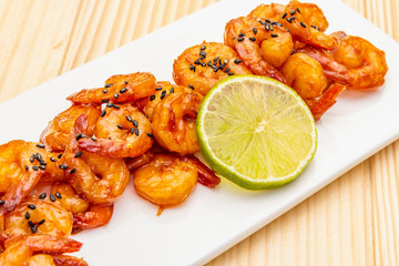 Fresh organic fried shrimp (prawns)