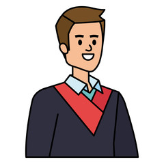 young man student graduated vector illustration