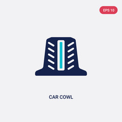 two color car cowl vector icon from car parts concept. isolated blue car cowl vector sign symbol can be use for web, mobile and logo. eps 10