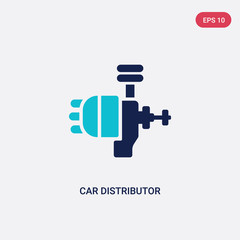 two color car distributor vector icon from car parts concept. isolated blue car distributor vector sign symbol can be use for web, mobile and logo. eps 10