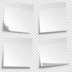 Fototapeta na wymiar Realistic sticky note. White paper. Message on notepaper. Reminder. Eps10 vector.