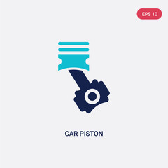 two color car piston vector icon from car parts concept. isolated blue car piston vector sign symbol can be use for web, mobile and logo. eps 10