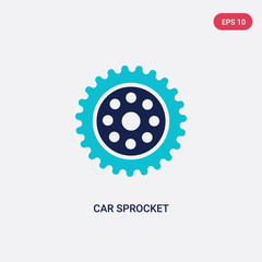 two color car sprocket vector icon from car parts concept. isolated blue car sprocket vector sign symbol can be use for web, mobile and logo. eps 10 - obrazy, fototapety, plakaty