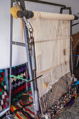 Loom in carpet shop in Kairouan city, Tunisia