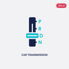 two color car transmission vector icon from car parts concept. isolated blue car transmission vector sign symbol can be use for web, mobile and logo. eps 10