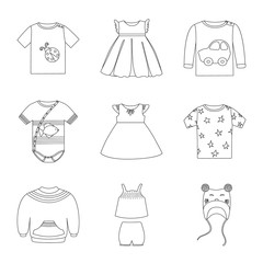 Vector illustration of wear and child logo. Collection of wear and apparel vector icon for stock.