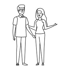 business couple avatars characters vector illustration