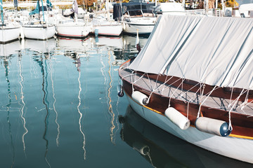 Fototapeta na wymiar View of yachts in Marina of Cannes, France