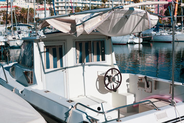 Fototapeta premium View of yacht in Marina of Cannes, France