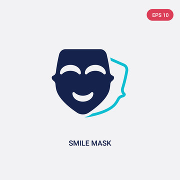 two color smile mask vector icon from cinema concept. isolated blue smile mask vector sign symbol can be use for web, mobile and logo. eps 10