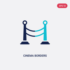 two color cinema borders vector icon from cinema concept. isolated blue cinema borders vector sign symbol can be use for web, mobile and logo. eps 10