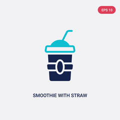 two color smoothie with straw vector icon from cinema concept. isolated blue smoothie with straw vector sign symbol can be use for web, mobile and logo. eps 10