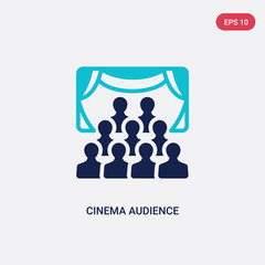 Fototapeta premium two color cinema audience vector icon from cinema concept. isolated blue cinema audience vector sign symbol can be use for web, mobile and logo. eps 10