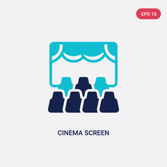 two color cinema screen vector icon from cinema concept. isolated blue cinema screen vector sign symbol can be use for web, mobile and logo. eps 10