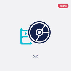 two color dvd vector icon from cinema concept. isolated blue dvd vector sign symbol can be use for web, mobile and logo. eps 10