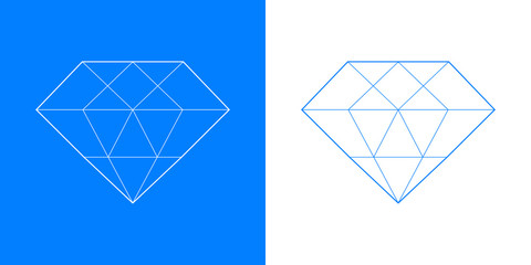 Icono plano lineal diamante en azul y blanco
