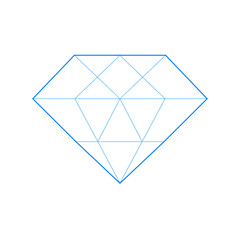 Icono plano lineal diamante en color azul © teracreonte