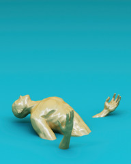 Abstract concept colorful of men are stuck on the floor. 3d rendering