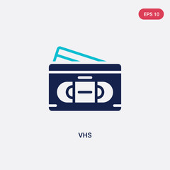 two color vhs vector icon from cinema concept. isolated blue vhs vector sign symbol can be use for web, mobile and logo. eps 10