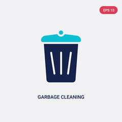 two color garbage cleaning vector icon from cleaning concept. isolated blue garbage cleaning vector sign symbol can be use for web, mobile and logo. eps 10