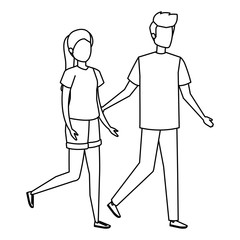 young couple lovers avatars characters