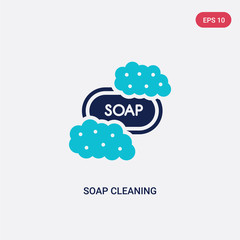 two color soap cleaning vector icon from cleaning concept. isolated blue soap cleaning vector sign symbol can be use for web, mobile and logo. eps 10