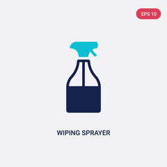 two color wiping sprayer vector icon from cleaning concept. isolated blue wiping sprayer vector sign symbol can be use for web, mobile and logo. eps 10