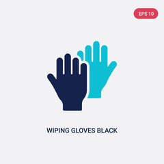 two color wiping gloves black pair vector icon from cleaning concept. isolated blue wiping gloves black pair vector sign symbol can be use for web, mobile and logo. eps 10
