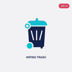 two color wiping trash vector icon from cleaning concept. isolated blue wiping trash vector sign symbol can be use for web, mobile and logo. eps 10