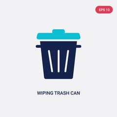 two color wiping trash can vector icon from cleaning concept. isolated blue wiping trash can vector sign symbol can be use for web, mobile and logo. eps 10