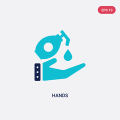 two color hands vector icon from cleaning concept. isolated blue hands vector sign symbol can be use for web, mobile and logo. eps 10