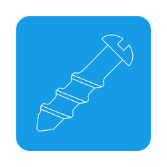 Icono plano lineal tornillo en cuadrado color azul