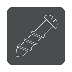 Icono plano lineal tornillo en cuadrado color gris