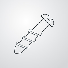 Icono plano lineal tornillo en fondo gris