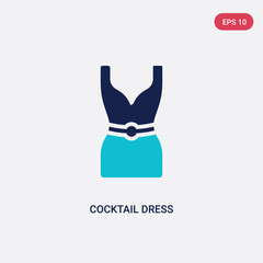 two color cocktail dress vector icon from clothes concept. isolated blue cocktail dress vector sign symbol can be use for web, mobile and logo. eps 10