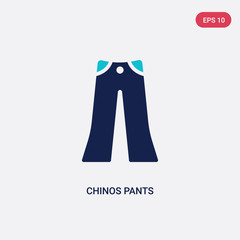 two color chinos pants vector icon from clothes concept. isolated blue chinos pants vector sign symbol can be use for web, mobile and logo. eps 10