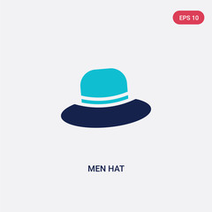 two color men hat vector icon from clothes concept. isolated blue men hat vector sign symbol can be use for web, mobile and logo. eps 10