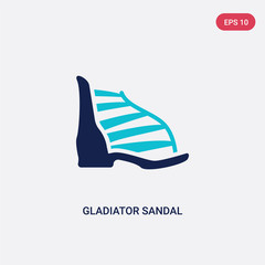 two color gladiator sandal vector icon from clothes concept. isolated blue gladiator sandal vector sign symbol can be use for web, mobile and logo. eps 10